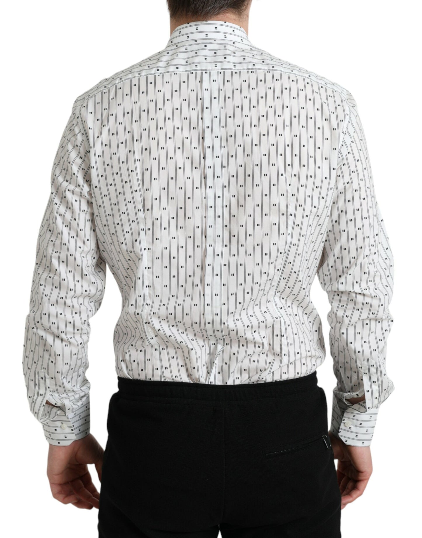 White Patterned Men GOLD Formal Dress Shirt