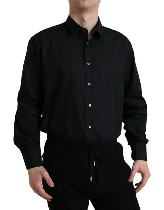 Black Cotton Collared Formal Dress Shirt