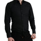 Black Cotton Stretch Slim Formal Dress Shirt