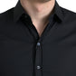 Black Cotton Stretch Slim Formal Dress Shirt