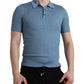 Sky Blue Henley Silk Short Sleeves T-shirt