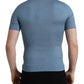 Sky Blue Henley Silk Short Sleeves T-shirt