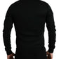 Black Cotton Full Zip Long Sleeves Sweater