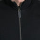 Black Cotton Full Zip Long Sleeves Sweater