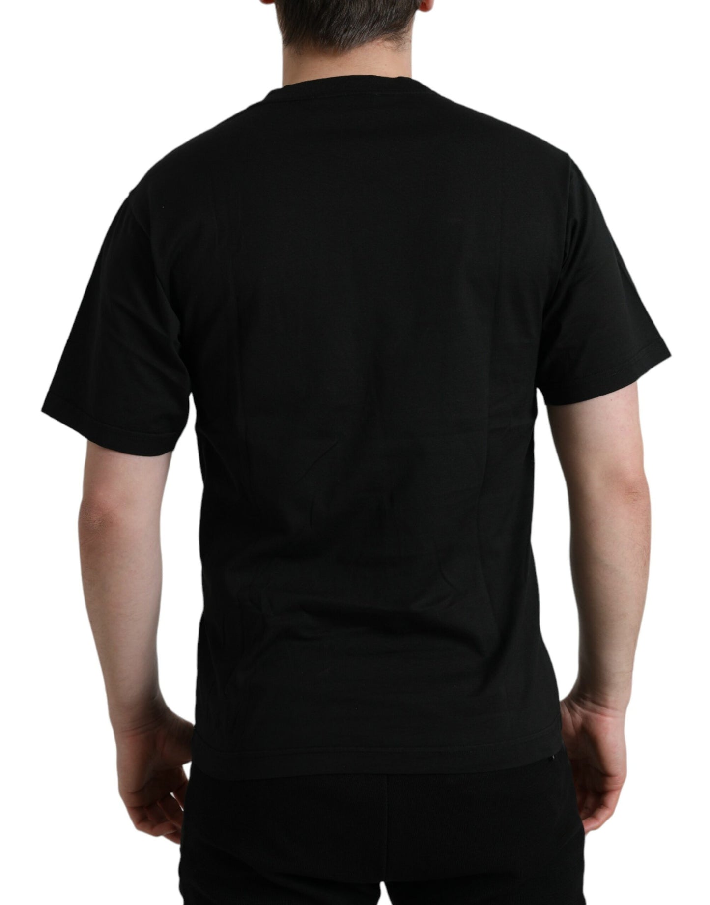 Black Cotton Short Sleeve Crew Neck T-shirt