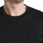 Black Cotton Short Sleeve Crew Neck T-shirt