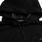 Black Cotton Hooded Logo Pullover Sweater