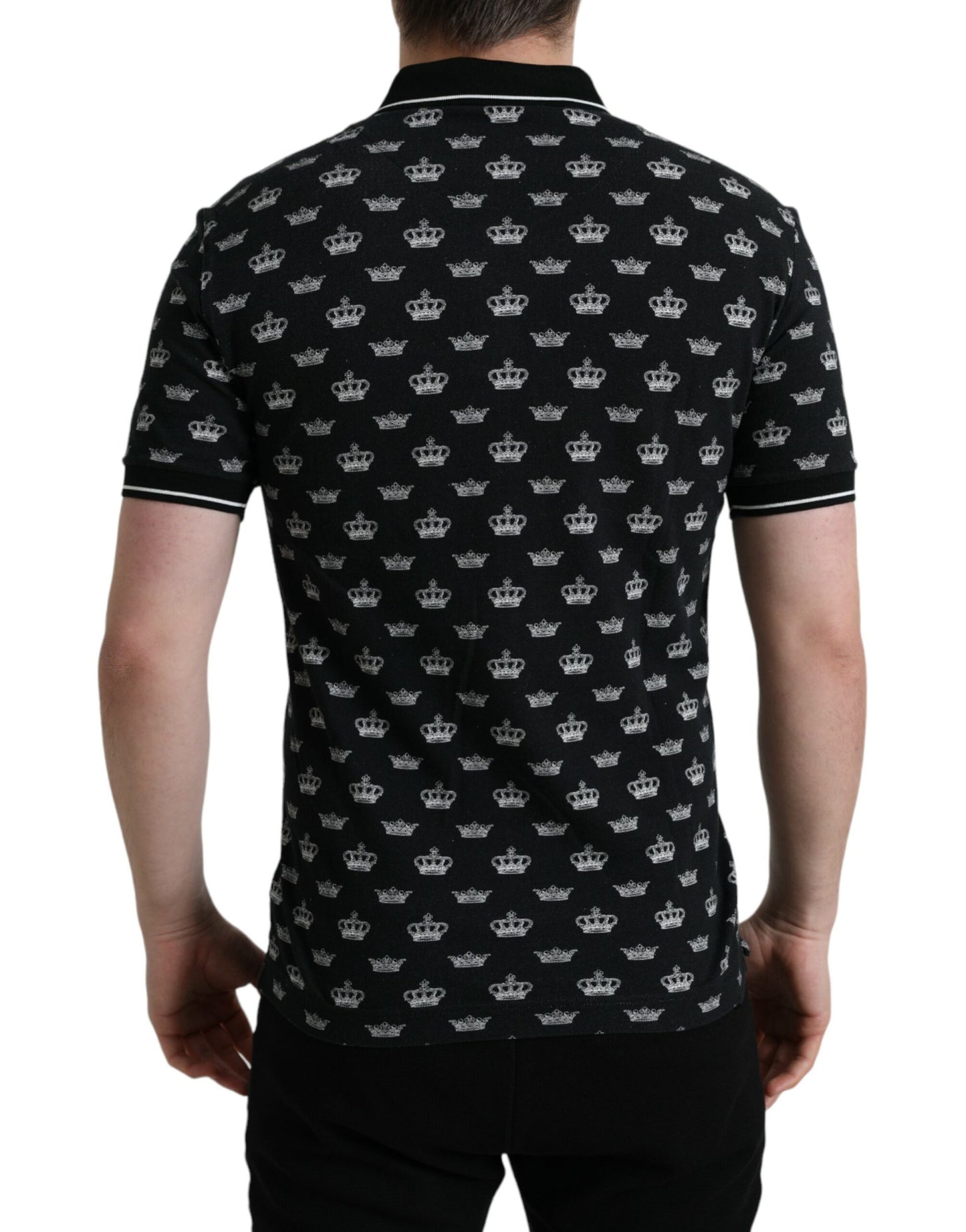 Black Crown Collared Short Sleeve T-shirt