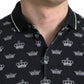 Black Crown Collared Short Sleeve T-shirt