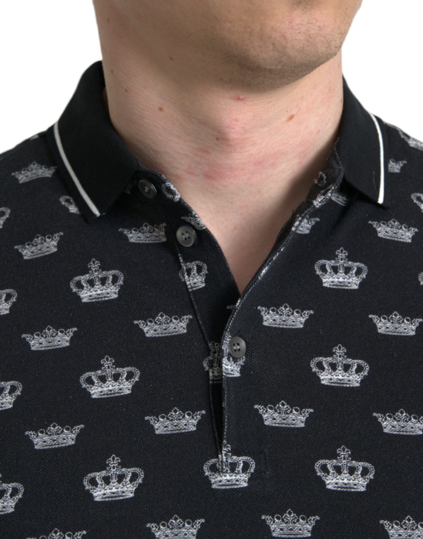 Black Crown Collared Short Sleeve T-shirt