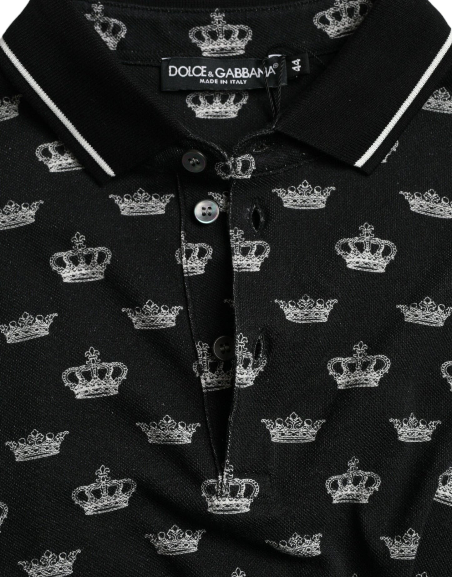 Black Crown Collared Short Sleeve T-shirt