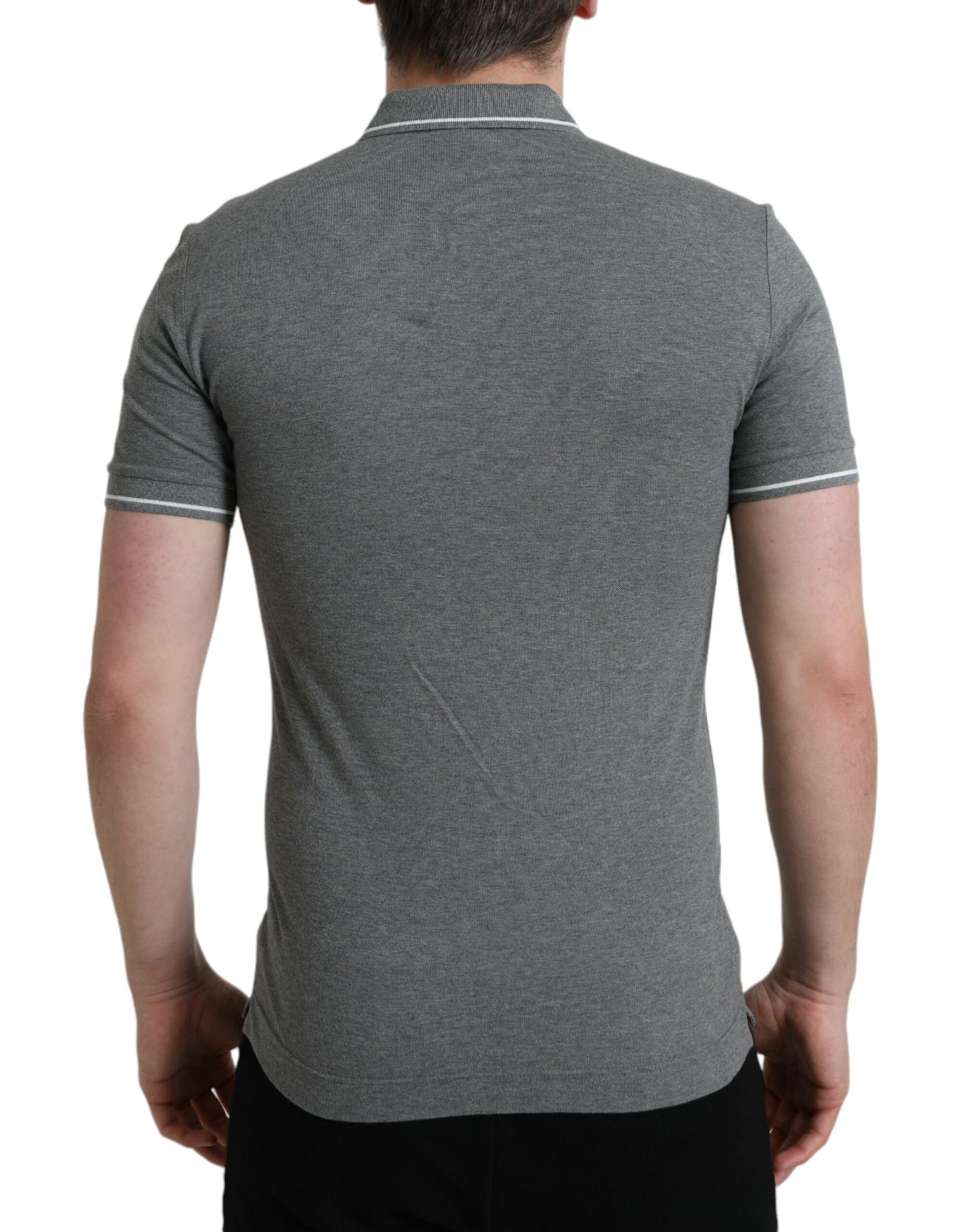 Gray Collared Short Sleeve Crown T-shirt