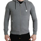 Melange Gray Cotton Hooded Full Zip Sweater