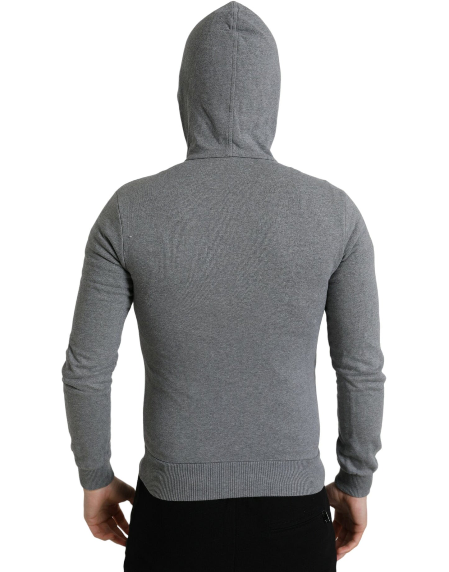 Melange Gray Cotton Hooded Full Zip Sweater