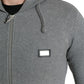 Melange Gray Cotton Hooded Full Zip Sweater