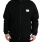 Black Cotton Hooded Logo Bomber Jacket