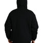 Black Cotton Hooded Logo Bomber Jacket