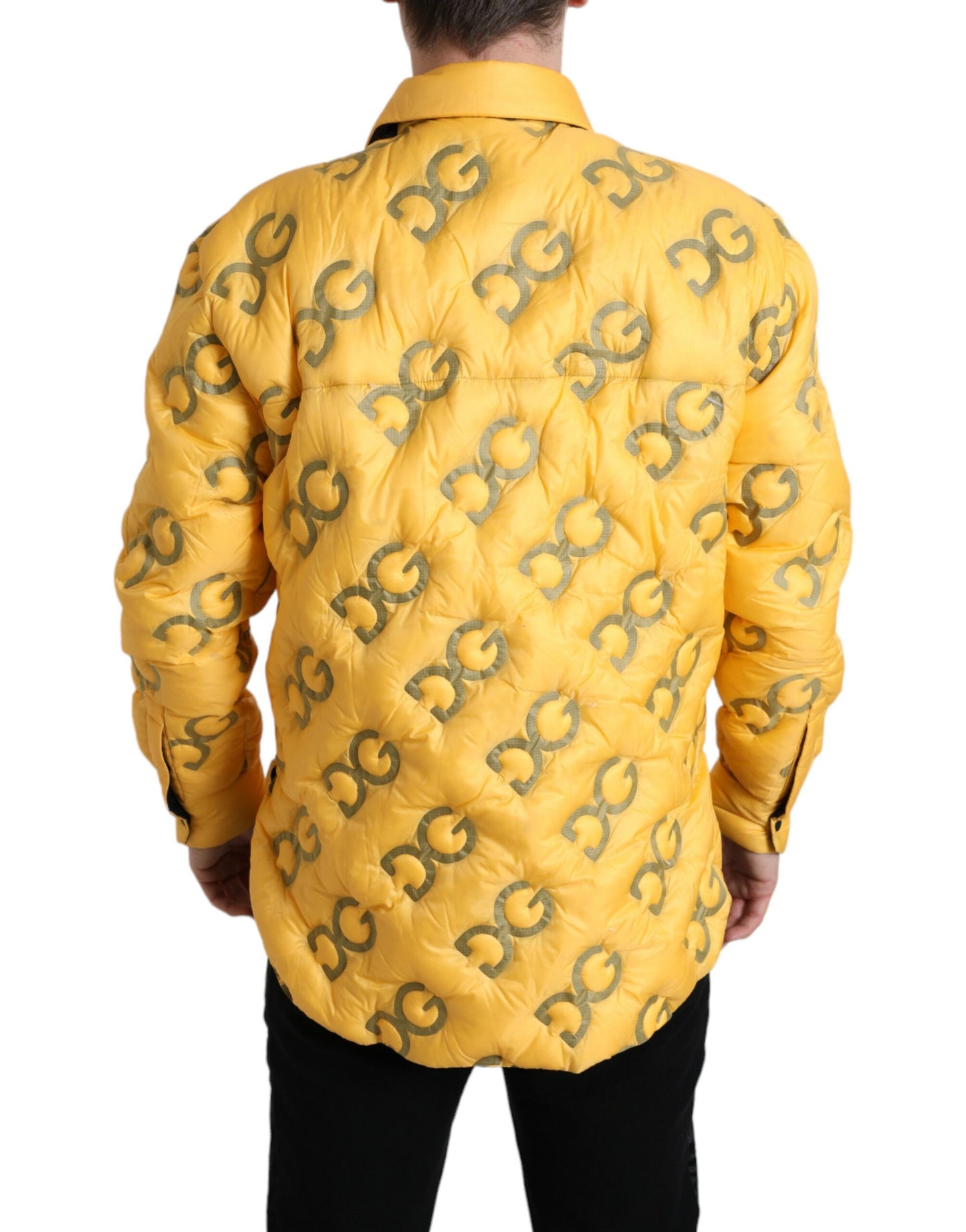 Yellow Logo Padded Buttoned Blouson Jacket