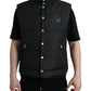 Black Polyester Padded Vest Logo Jacket