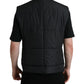 Black Polyester Padded Vest Logo Jacket