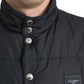 Black Polyester Padded Vest Logo Jacket