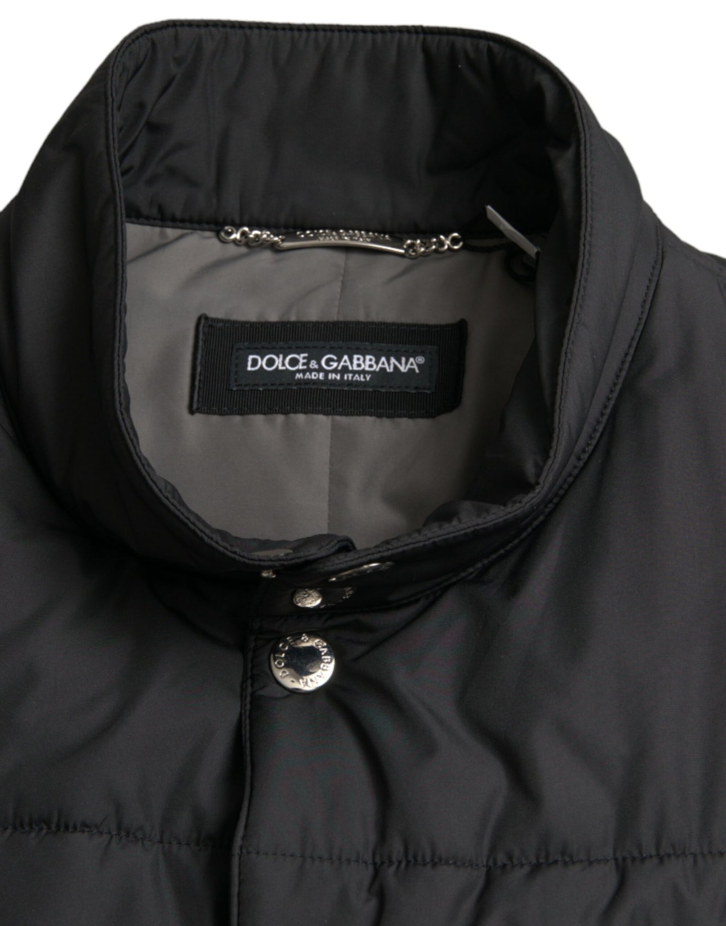 Black Polyester Padded Vest Logo Jacket