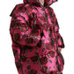 Pink Roses Pattern Hooded Padded Zip Jacket