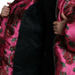 Pink Roses Pattern Hooded Padded Zip Jacket