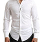 Elegant Slim Fit White Cotton Dress Shirt