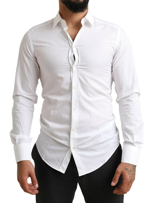 Elegant Slim Fit White Cotton Dress Shirt