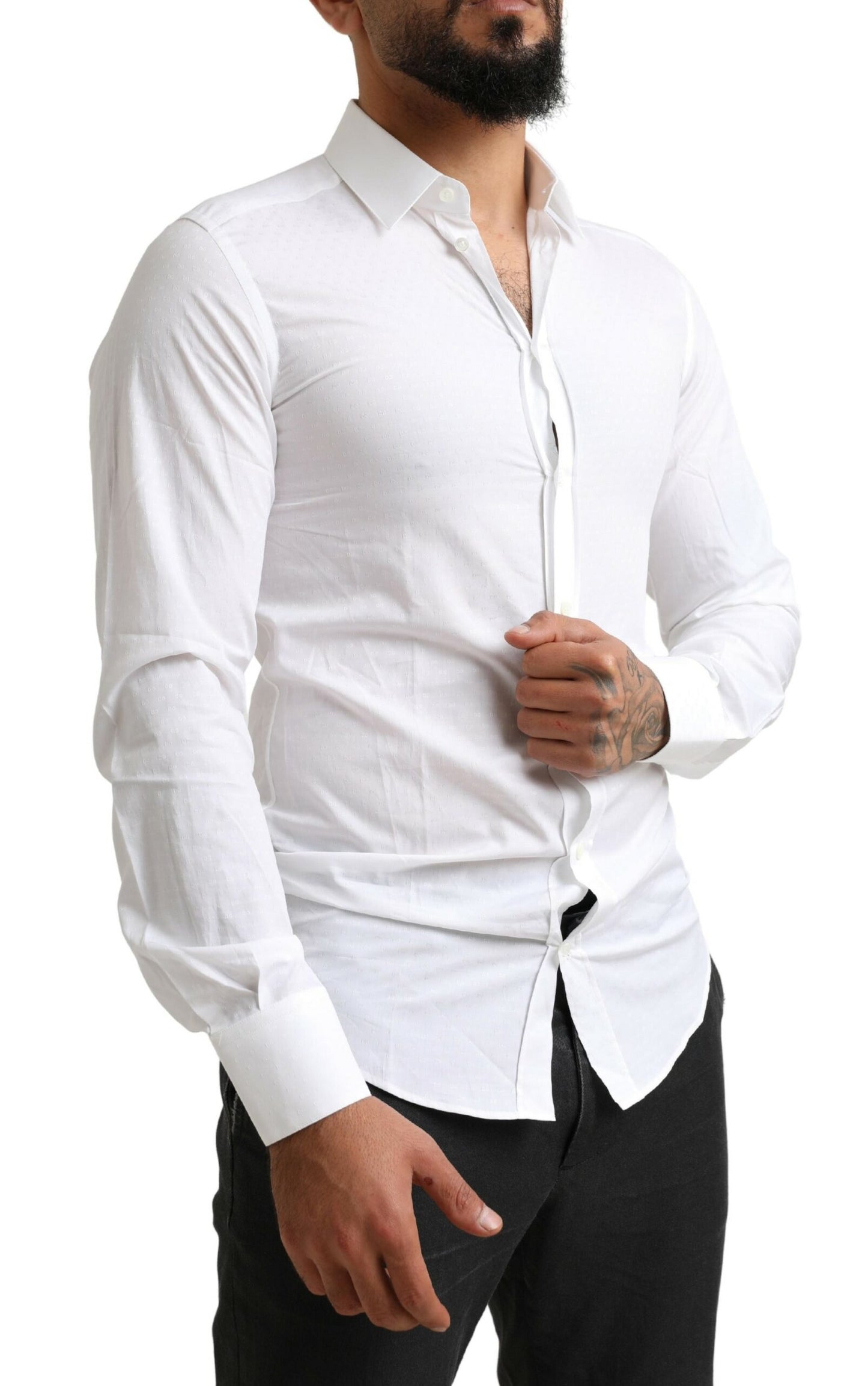 Elegant Slim Fit White Cotton Dress Shirt