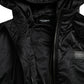 Black Polyester Hooded Logo Full Zip Jacket