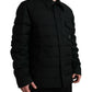 Black Polyester Collared Padded Logo Jacket