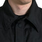 Black Polyester Collared Padded Logo Jacket