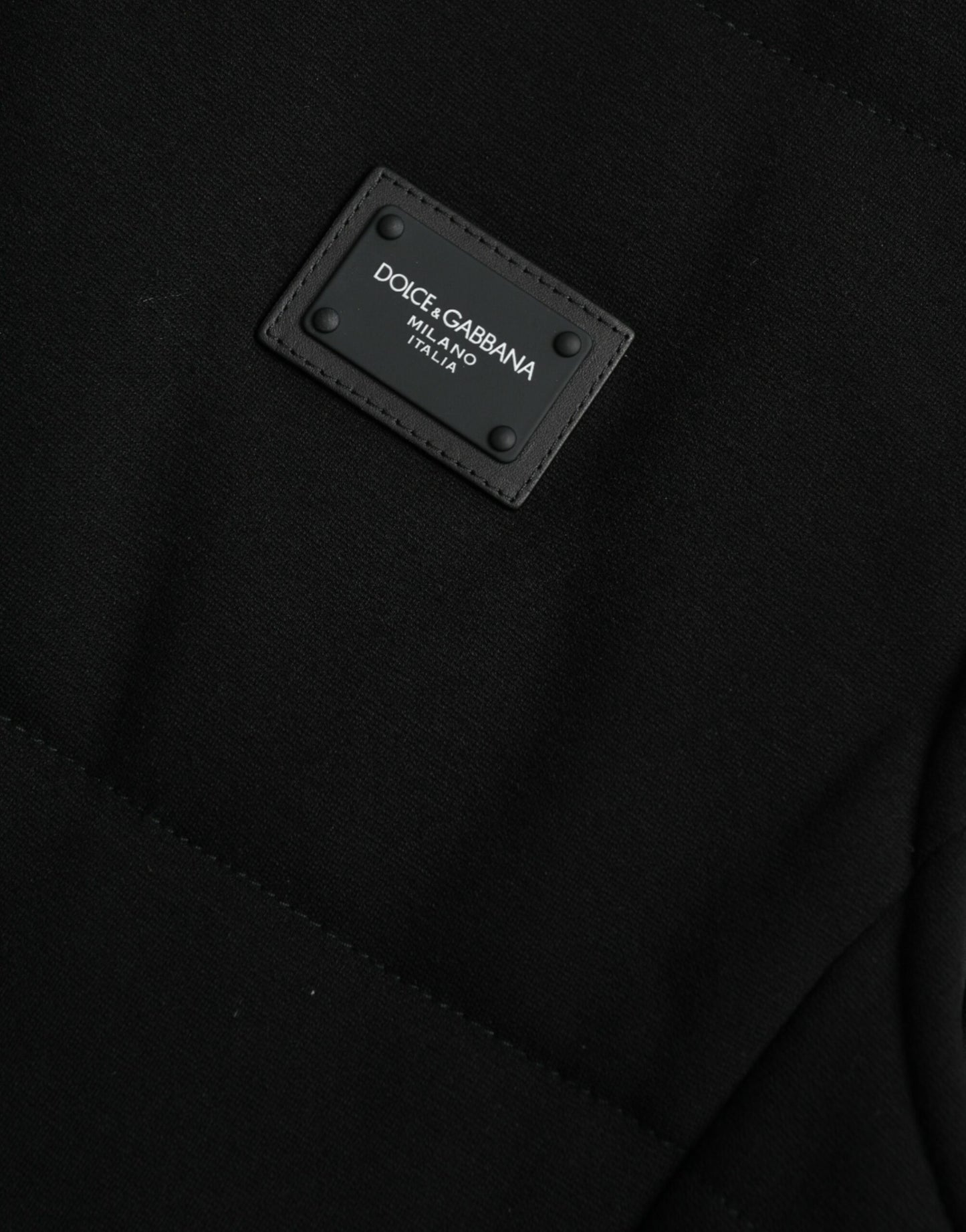 Black Rayon Buttoned Vest Logo Jacket