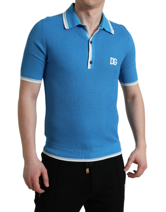 Blue Logo Collared Short Sleeve T-shirt