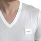 White Logo Plaque Short Sleeve Vneck T-shirt