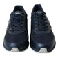 Blue Leather Low Top Sneakers Shoes