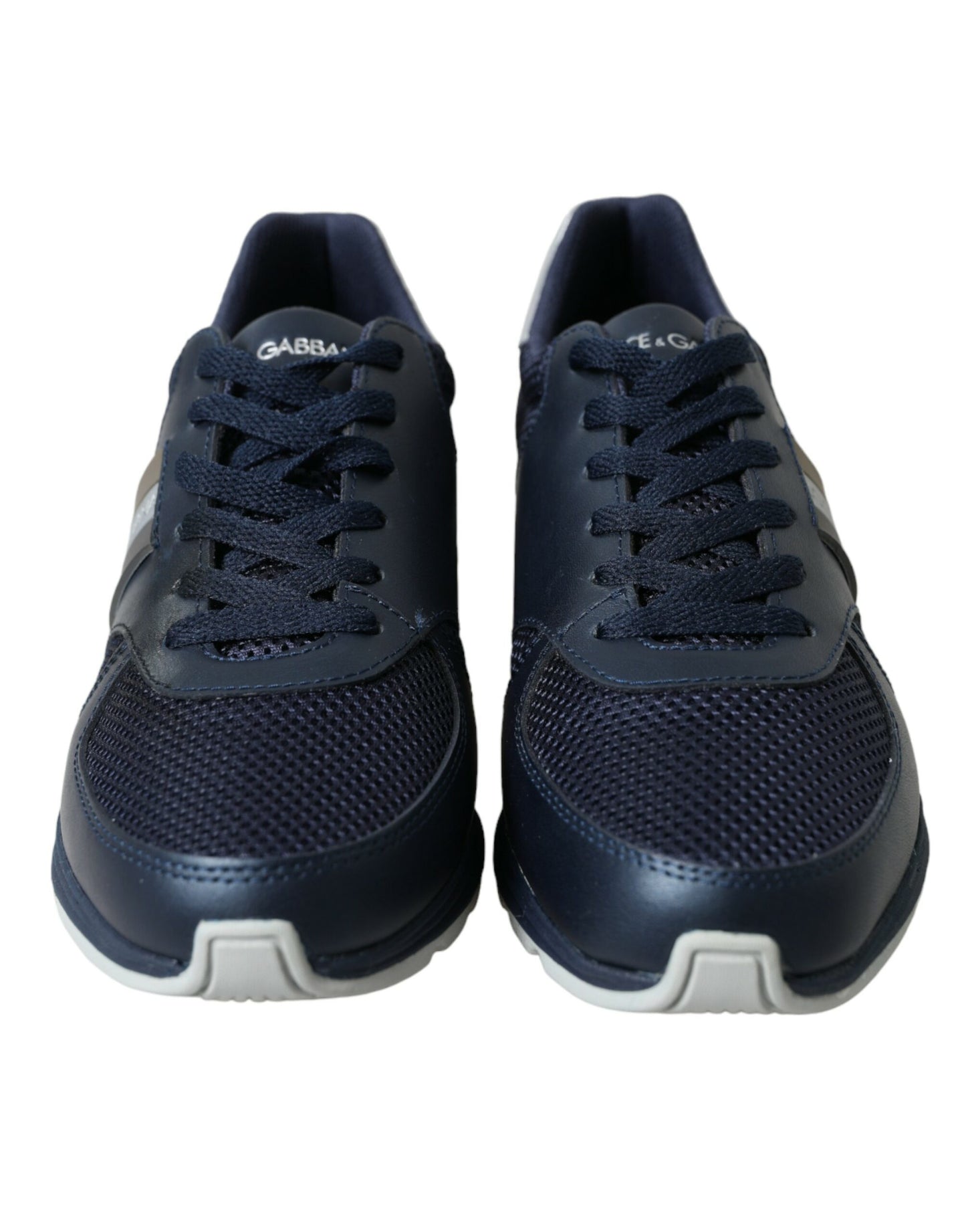 Blue Leather Low Top Sneakers Shoes