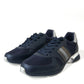 Blue Leather Low Top Sneakers Shoes