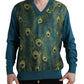 Green Peacock Feather Pullover Sweater