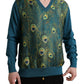 Green Peacock Feather Pullover Sweater