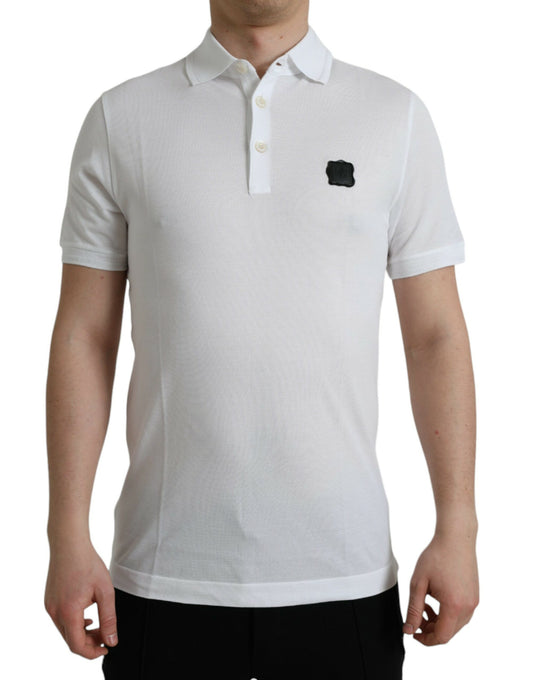 White Logo Collared Short Sleeve T-shirt