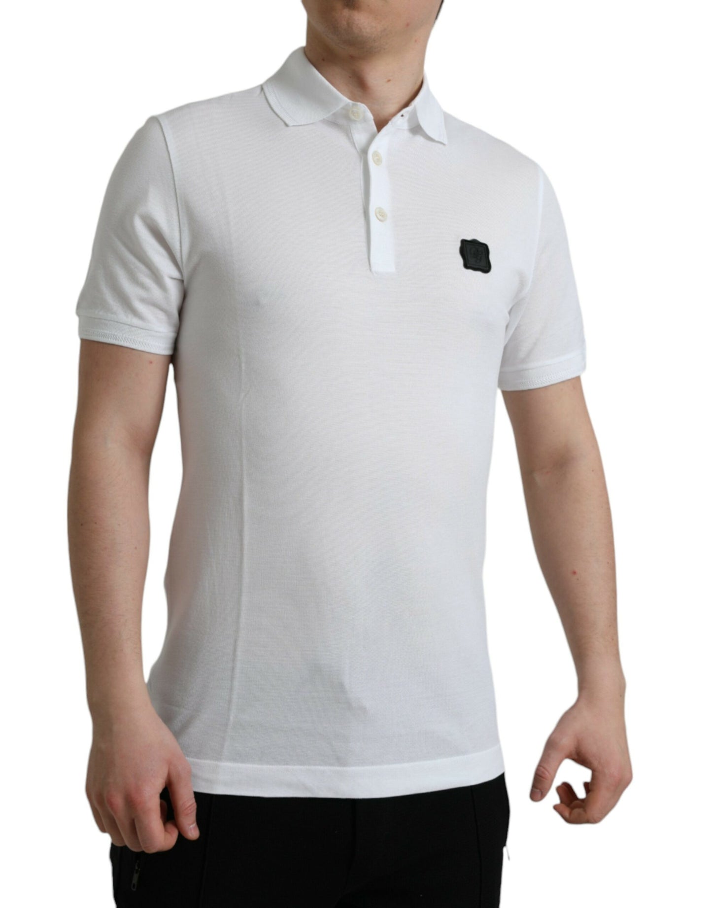 White Logo Collared Short Sleeve T-shirt