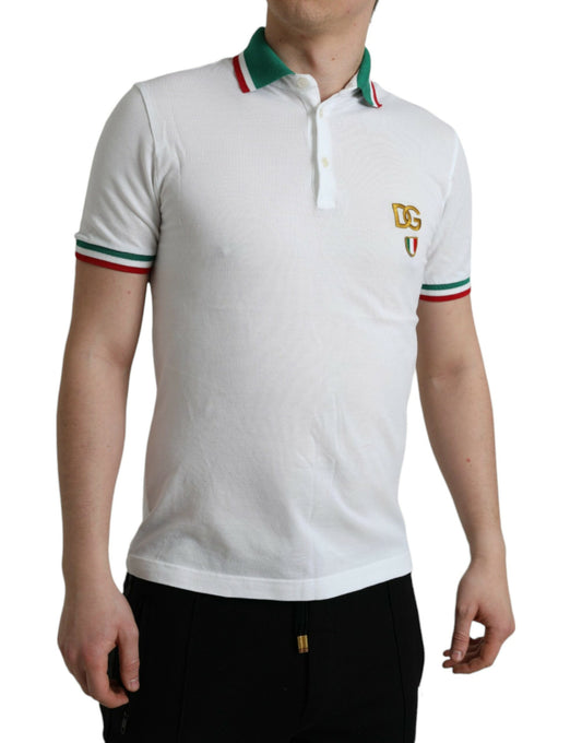 White Logo Collared Short Sleeve T-shirt