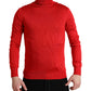 Red Silk Turtleneck Pullover Sweater