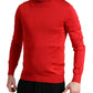 Red Silk Turtleneck Pullover Sweater