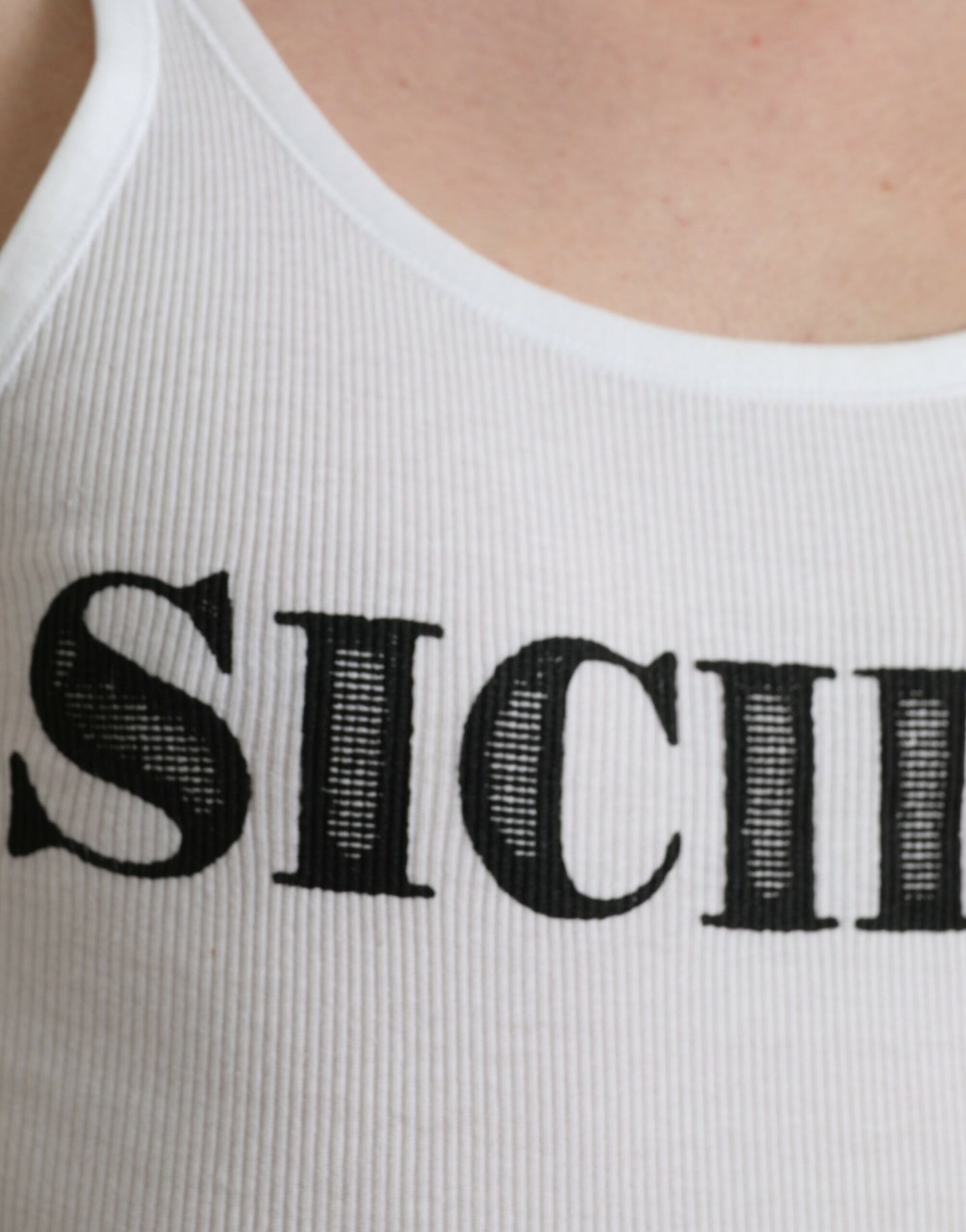 White Sicilia Cotton Sleeveless Tank T-shirt