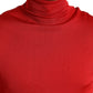 Red Silk Turtleneck Pullover Sweater