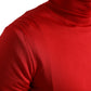 Red Silk Turtleneck Pullover Sweater